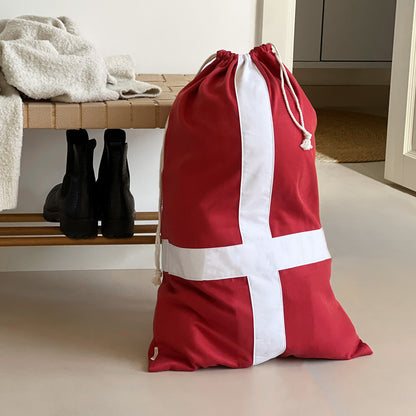 Upcycled reuseable gift bag - Danish flag, large