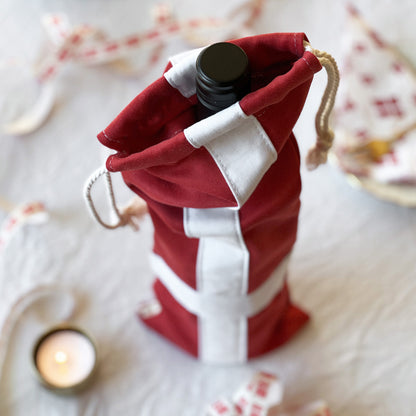 Upcycled reuseable gift bag - Danish flag, small