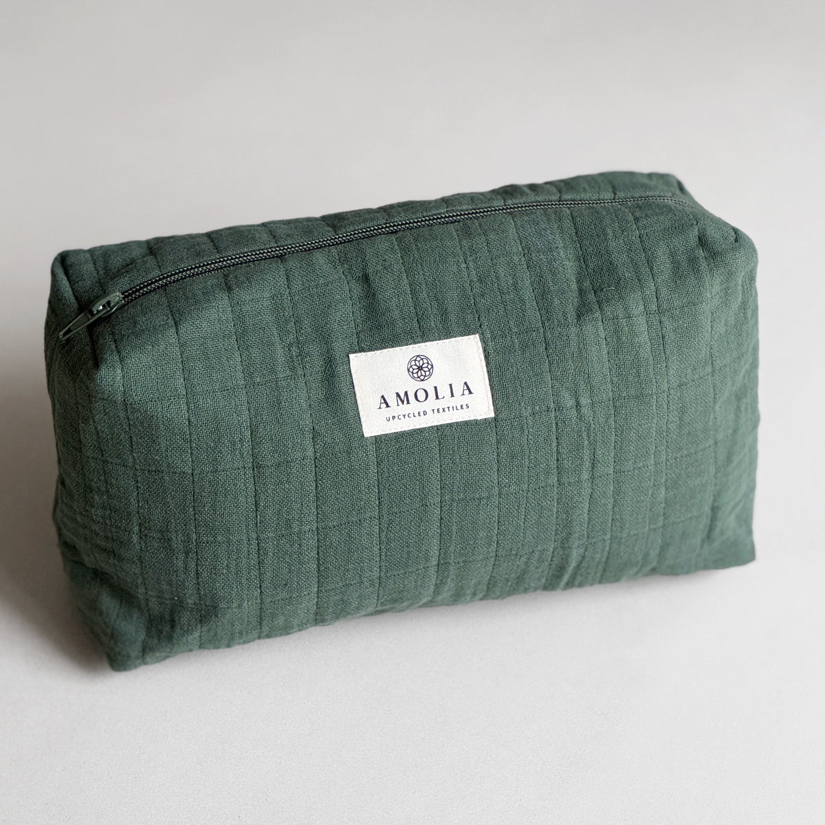 Upcycled toiletry bag, small, forest green, Otto