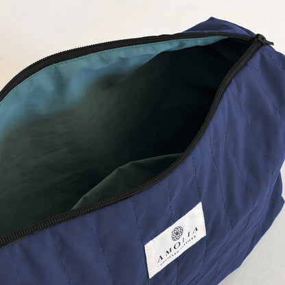 Upcycled Toiletry bag, large, navy blue