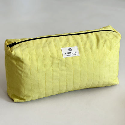 Upcycled toiletry bag, large, yellow