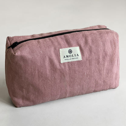 Upcycled toiletry bag, small, pink