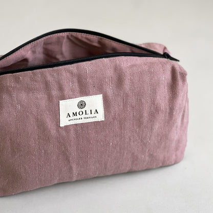 Upcycled toiletry bag, small, pink